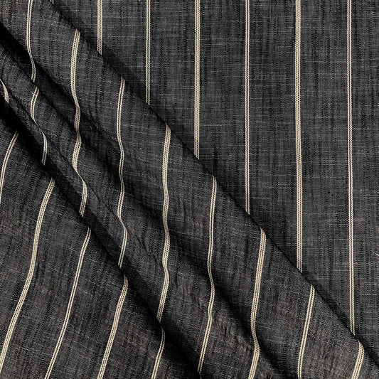Charcoal Stripe Cotton Linen Blend Fabric Dark Gray