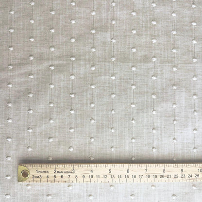 Pique Linen Cream Fabric with Vertical Dot Embroidery- Neutral Home Decor