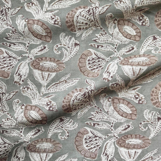 Sage Green Floral Cotton Fabric