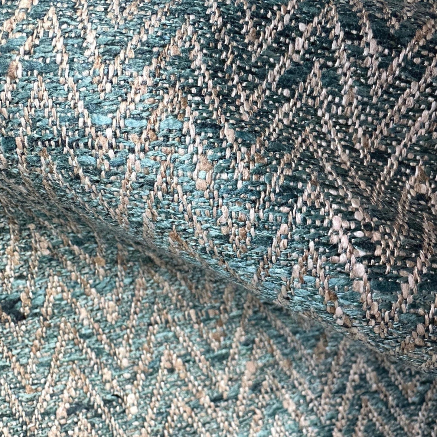 Emerald Green Herringbone Upholstery Fabric by Yard -Textured Zigzag Home Decor Textile