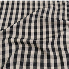 Black Check Fabric Tablecloth Checkered Onyx Linen Cloth Dark Plaid Table Cover Large Scale Gingham Pattern Decor Textile Dark Moody Style