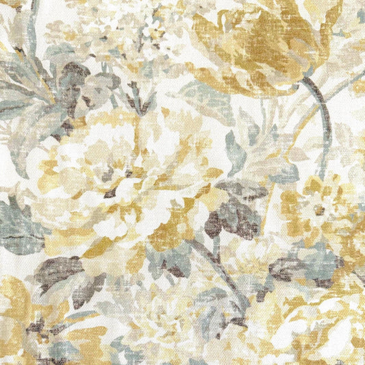 Floral Fabric by Yard Watercolor Home Decor Cottage Core Drapery Vintage Inspired Material Shabby Chic DIY Soft Yellow Green Bedding Fabric