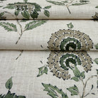 Sage green botanical fabric close up texture