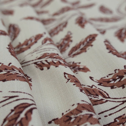 Sorrel Woodrose Deep Red Leaf Fabric - Burgundy Botanical Print
