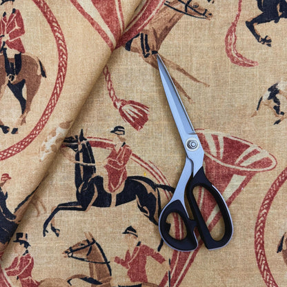 Equestrian Style Horse Print Fabric Yardage Red