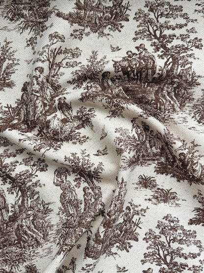 Brown Toile Cotton Fabric French Country Look