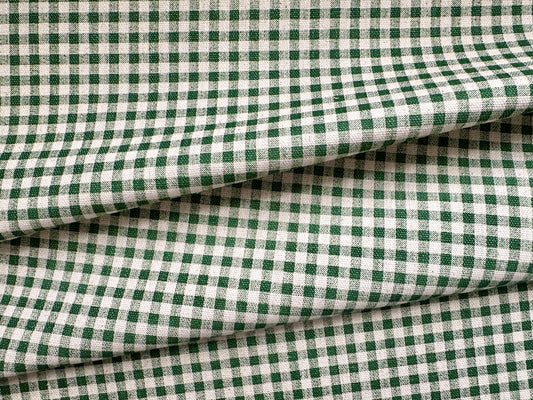 Green Gingham Fabric Cotton Yardage Small Plaid