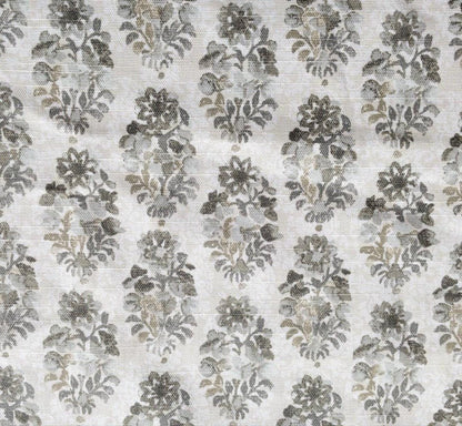 Stone Neutral Block Print Cotton Yardage Floral Fabric Grey Floral Modern Design Flower Blockprint Textile Quality Sewing Material