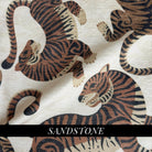 beige Large Scale Tiger Print Luxury Chenille Fabric High-End Exotic Upholstery Wild Feline Patterned Designer Textile
