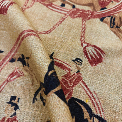 Equestrian Style Horse Print Fabric Yardage Red