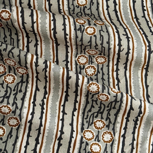 Taupe Terracotta Floral Vine Fabric Rustic Cottagecore Decor Fabric Earthy Botanical Print Neutral Fabric Table Runner Curtain Upholstery