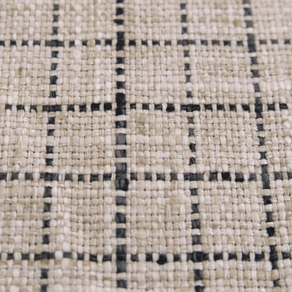Beige Windowpane Fabric by the Yard Small Scale