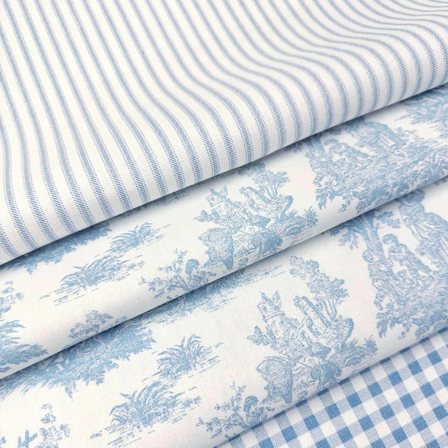 Powder Blue Toile Gingham Stripe and Leopard