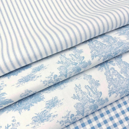Powder Blue Toile Gingham Stripe and Leopard