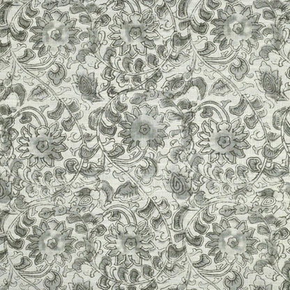 Gray Botanical Floral Fabric – Linen Cotton Blend for Drapery & Upholstery
