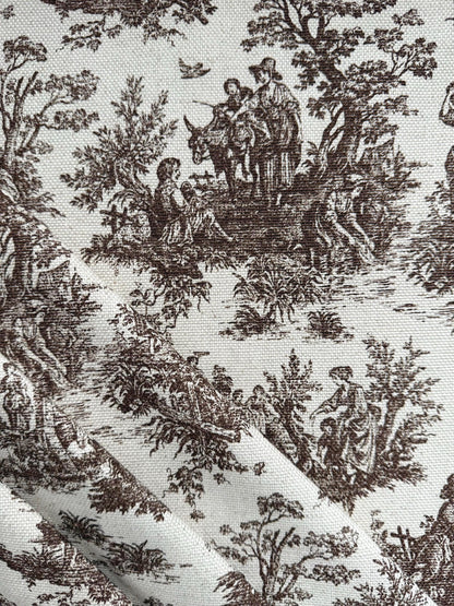 Brown Toile Cotton Fabric French Country Look