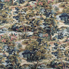 Blue green scenic woodland fabric landscape pattern