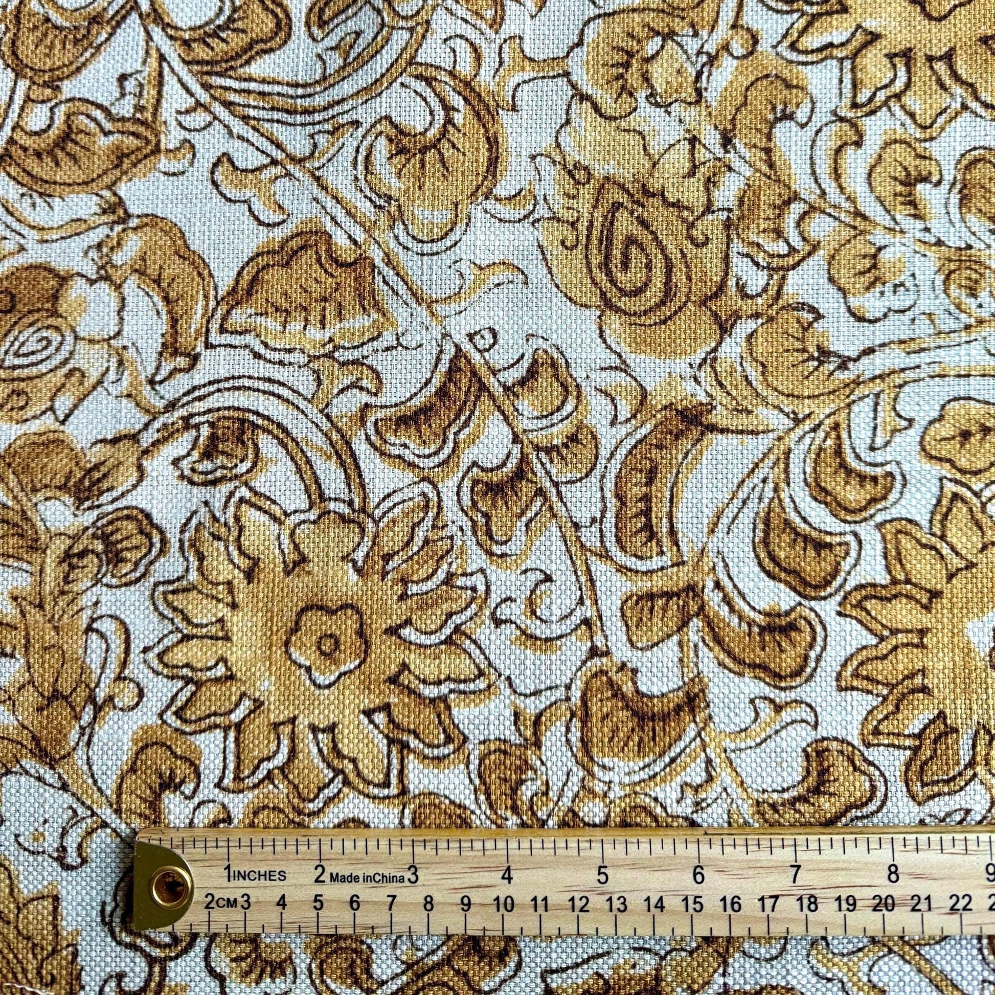 Yellow Vintage Style Upholstery Material French Country Drapery Fabric Gold Floral Print