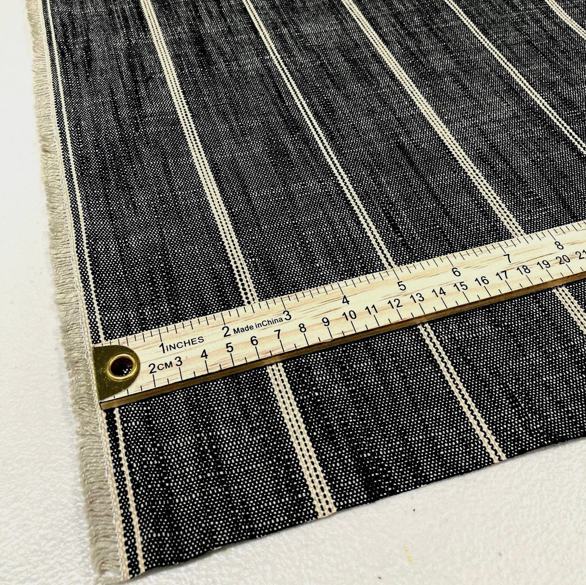 charcoal stripe linen textile