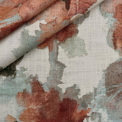 Coral Watercolor Floral Print by the Yard