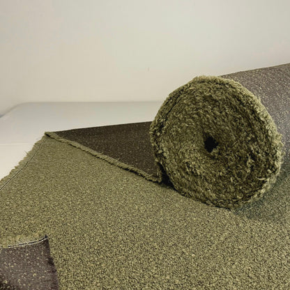 Moss Green Boucle Upholstery Fabric Durable Olive Nubbly Texture for Furniture
