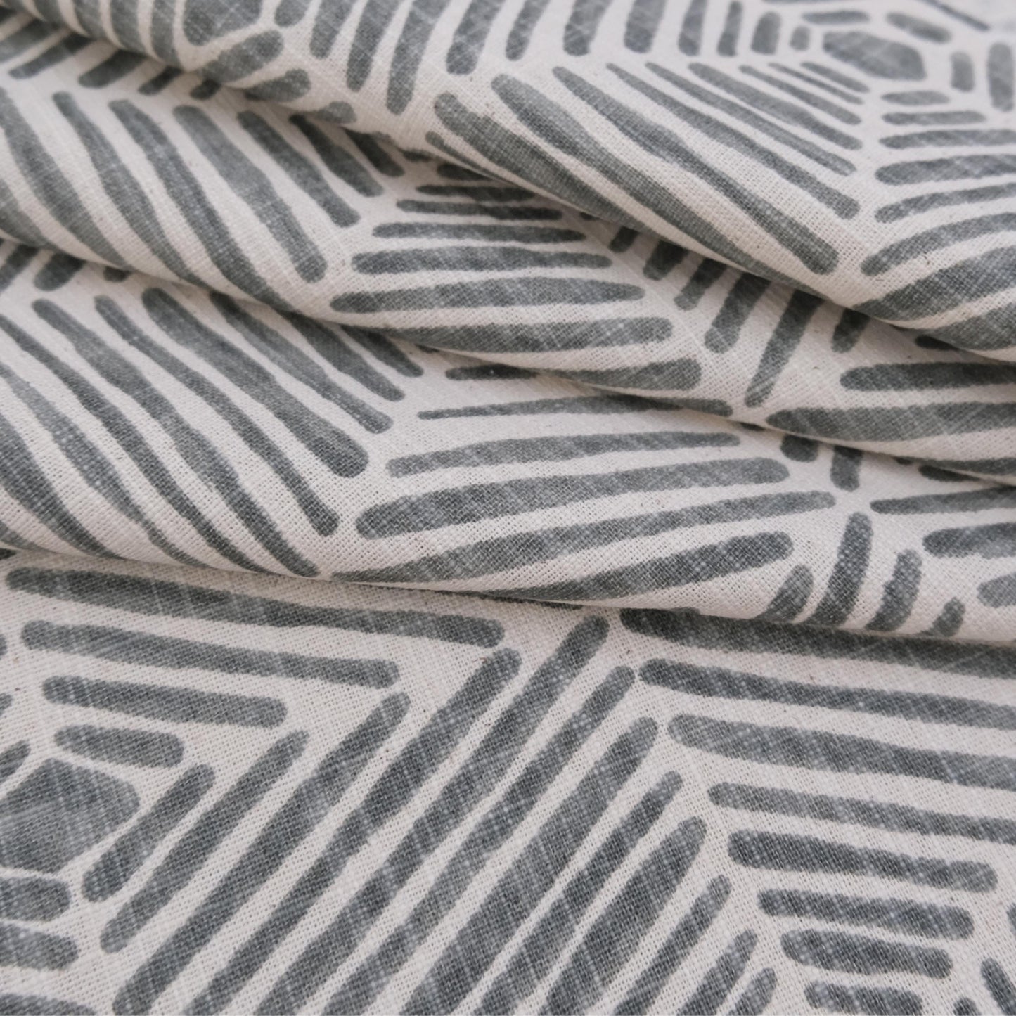 Neutral Geometric Fabric by Yard Tribal Block Print Pattern