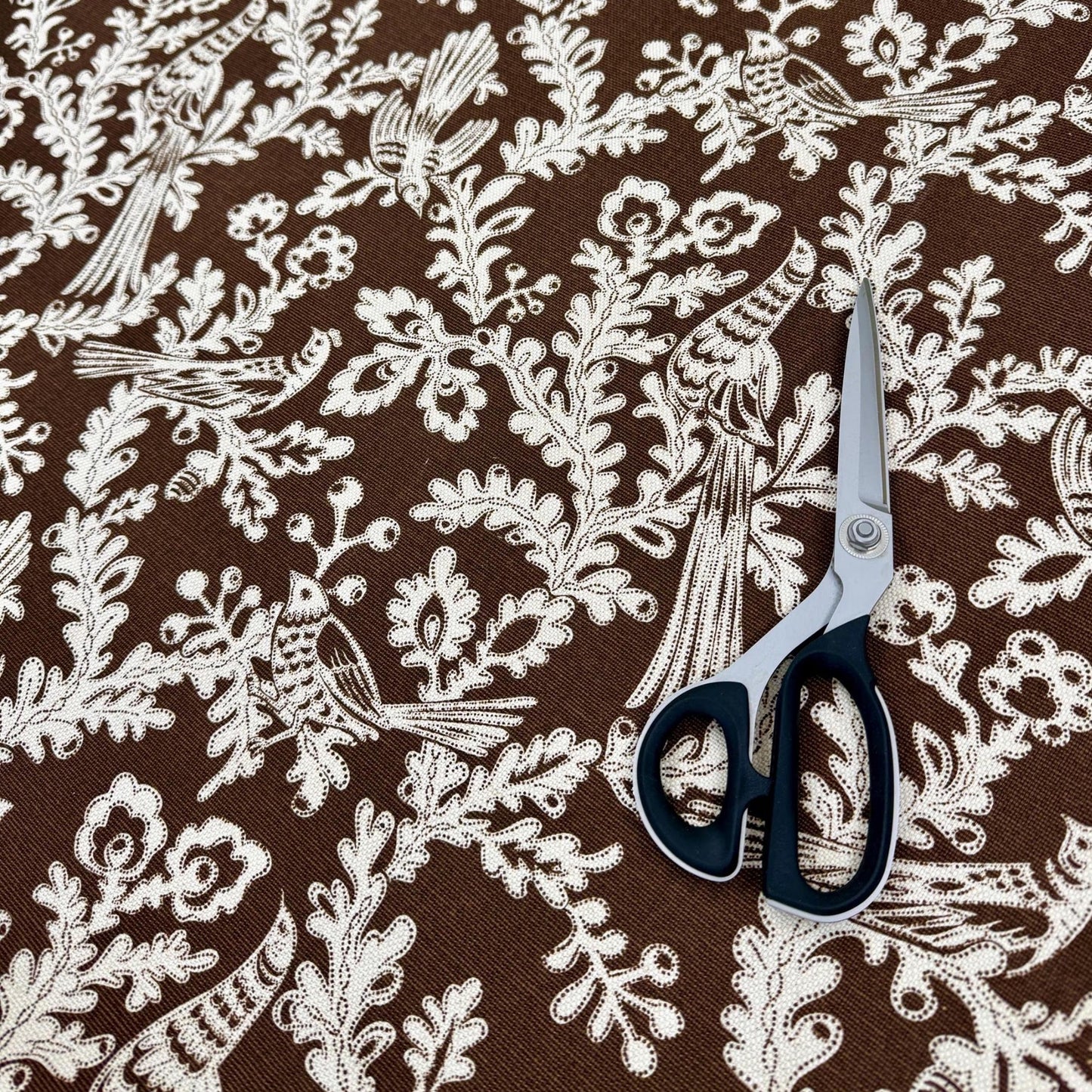 Brown Bird Fabric Floral Cotton Upholstery