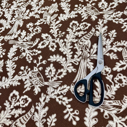 Brown Bird Fabric Floral Cotton Upholstery