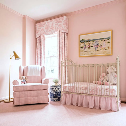 Coquette Pink Toile and Gingham Fabric Romantic Cotton Blend by the Yard for Curtains Pillows Quilting Crafts and Cottagecore Home Decor