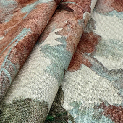 Coral Watercolor Floral Print by the Yard