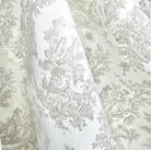 Oatmeal toile fabric by the yard in greige with French country scenic pattern cotton upholstery textile