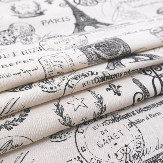 French Postmark Stamp Travel Fabric by Yard