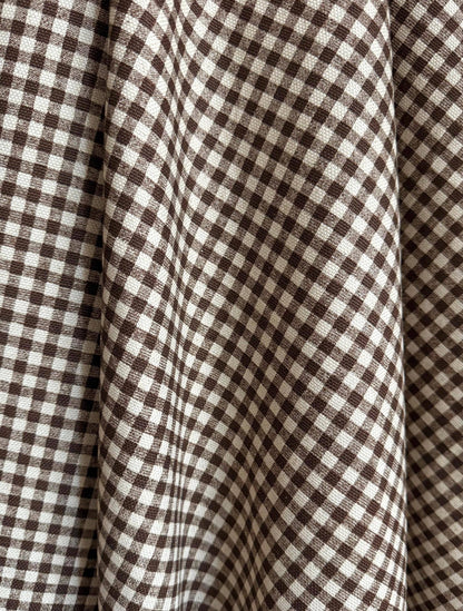 Warm Brown Gingham Check Fabric Rustic Look