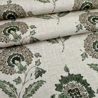Sage green floral block print fabric botanical pattern