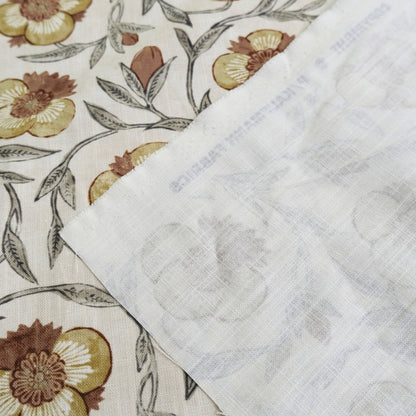 Aveline Turmeric Rust Yellow Floral Print Fabric- Designer Window Drapery & Upholstery