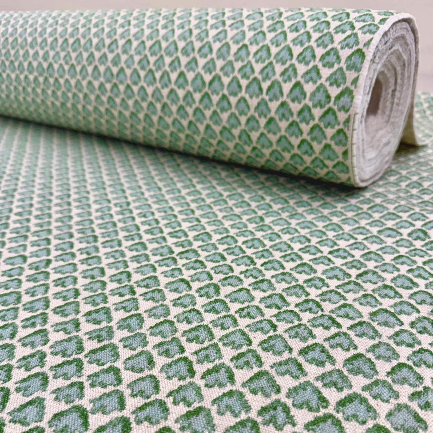 Decorative blue green fabric suitable for drapery and pillows