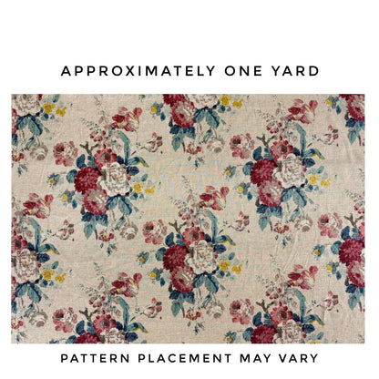 Elena Floral Linen Bouquet Print Fabric - Vintage-Inspired Nursery Decor