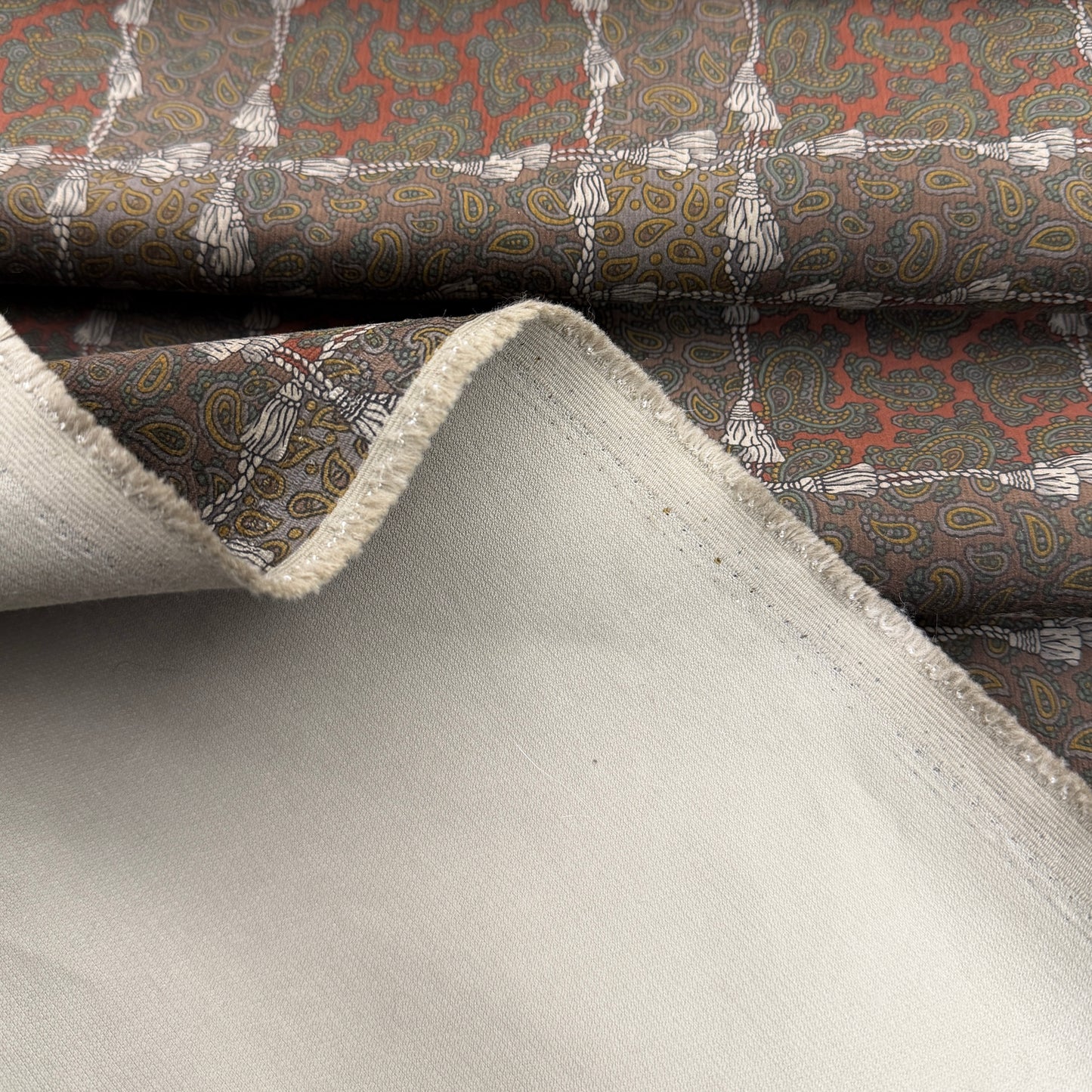 Corduroy Fabric by the Yard – Brown Terracotta Paisley Print Upholstery & Apparel Textile