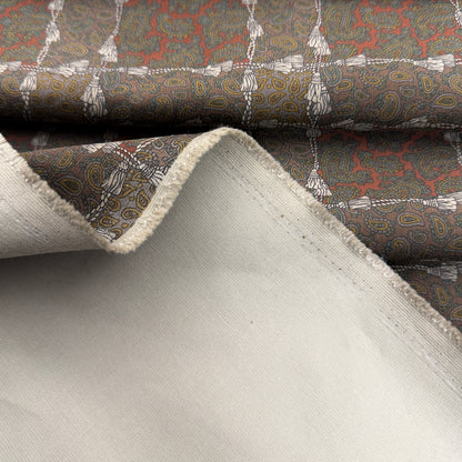 Corduroy Fabric by the Yard – Brown Terracotta Paisley Print Upholstery & Apparel Textile