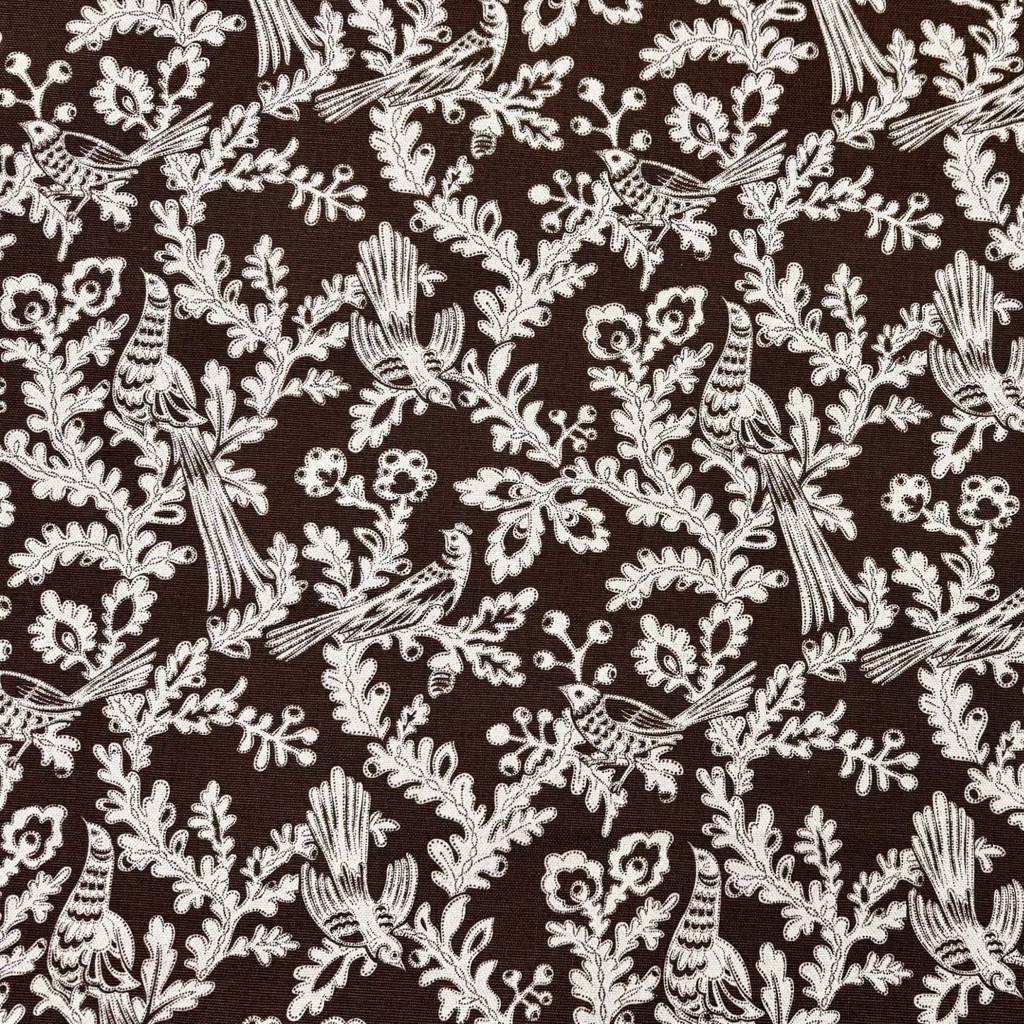 Brown Bird Fabric Floral Cotton Upholstery