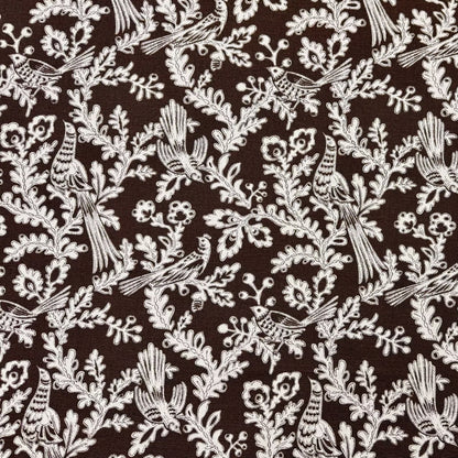 Brown Bird Fabric Floral Cotton Upholstery