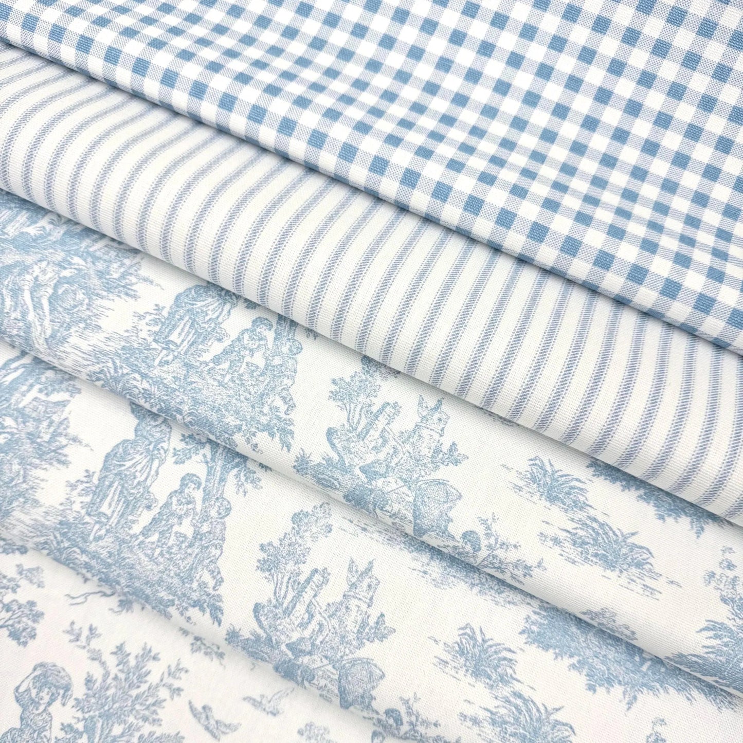 Powder Blue Toile Gingham Stripe and Leopard