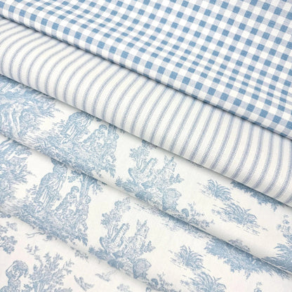 Powder Blue Toile Gingham Stripe and Leopard