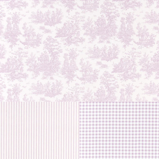 Lavender Toile and Gingham Fabric Bundle-Cotton Quilting & Sewing Fabric Set for Crafts & Home Decor
