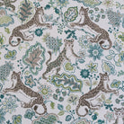 Green animal print floral fabric close up texture Interior decor fabric leopard floral design