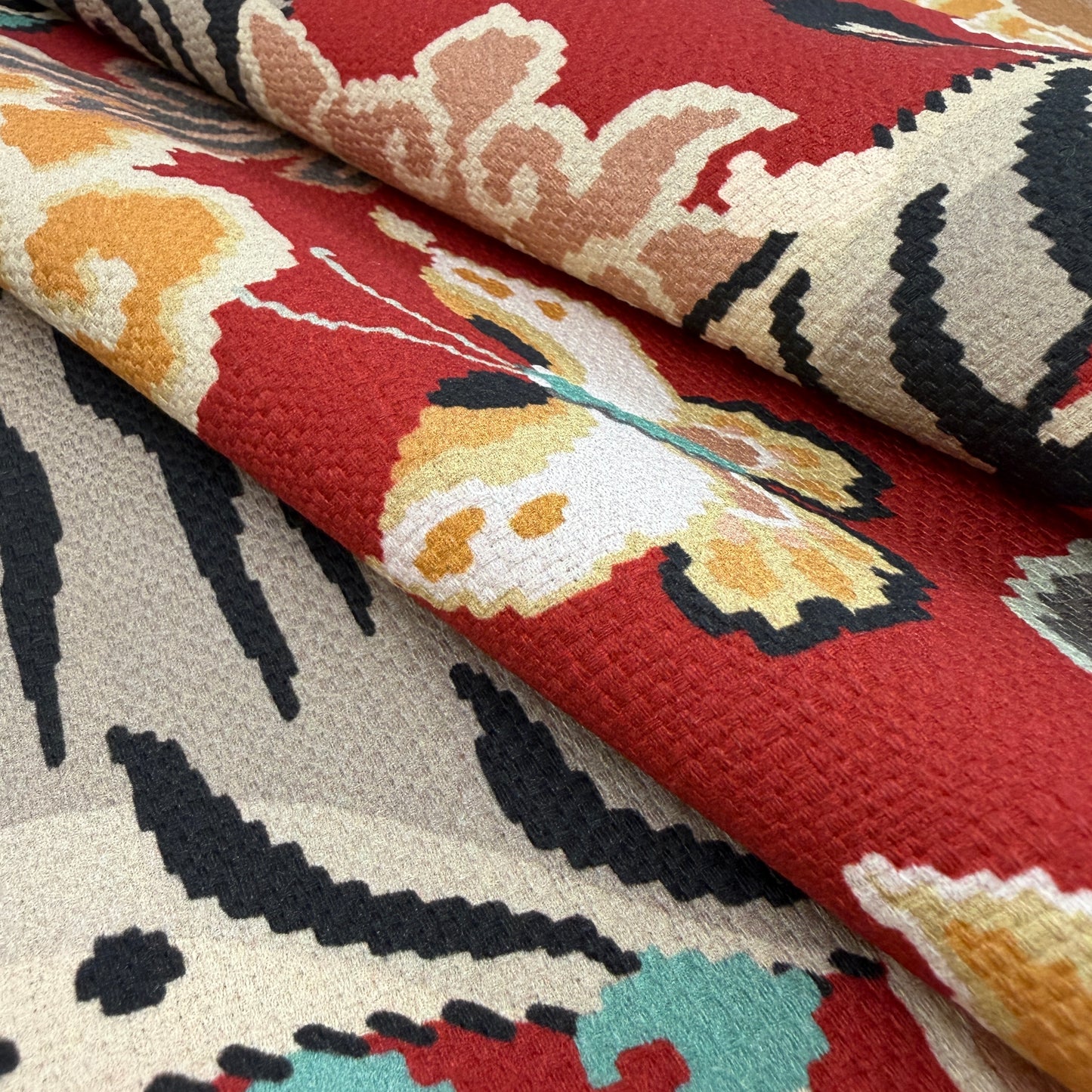 Red Tiger Print Fabric by the Yard