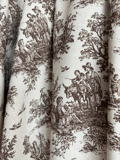 Brown Toile Cotton Fabric French Country Look