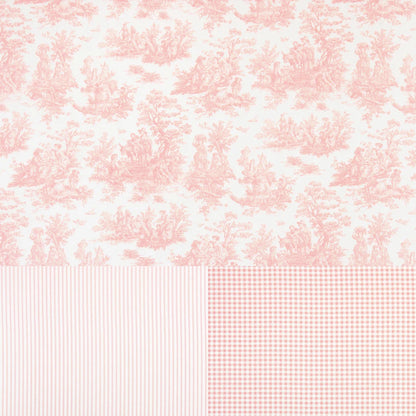 Coquette Pink Toile and Gingham Fabric Romantic Cotton Blend by the Yard for Curtains Pillows Quilting Crafts and Cottagecore Home Decor