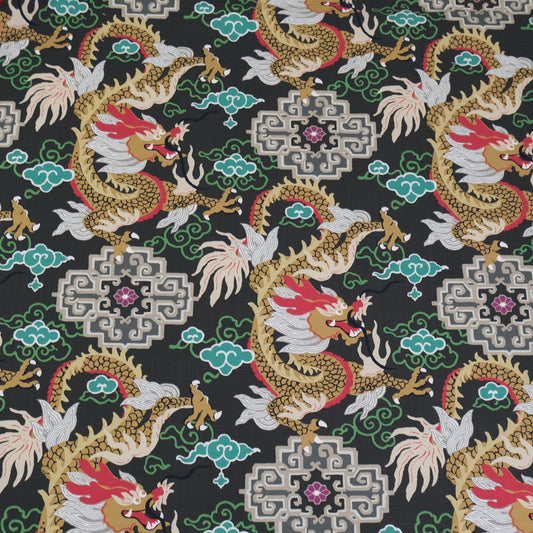 Zyrra Year of the Dragon Chinoiserie Fabric- Vibrant Chinese Dragon Print