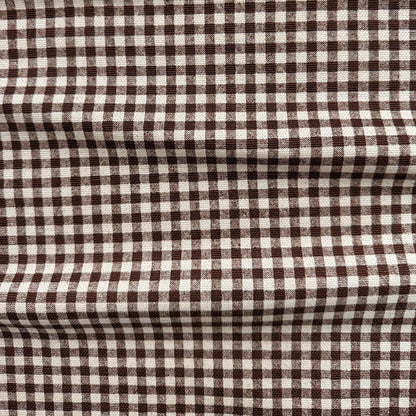 Warm Brown Gingham Check Fabric Rustic Look